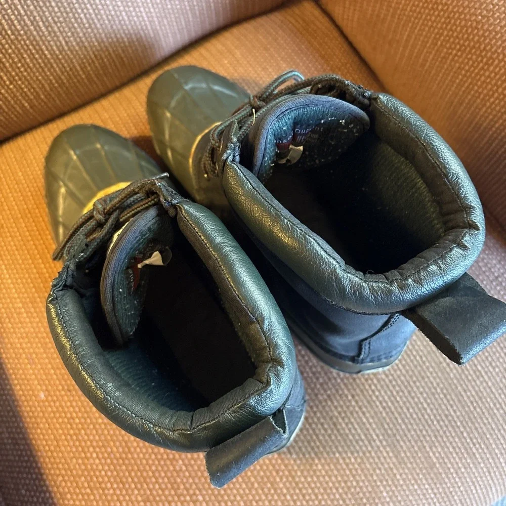 Green Duck Hiking Snow Boots Sz 12 Vintage 1970s Green/Black Excellent Condition